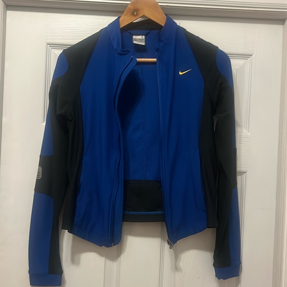 Nike Black and Blue Track Jacket with Mesh